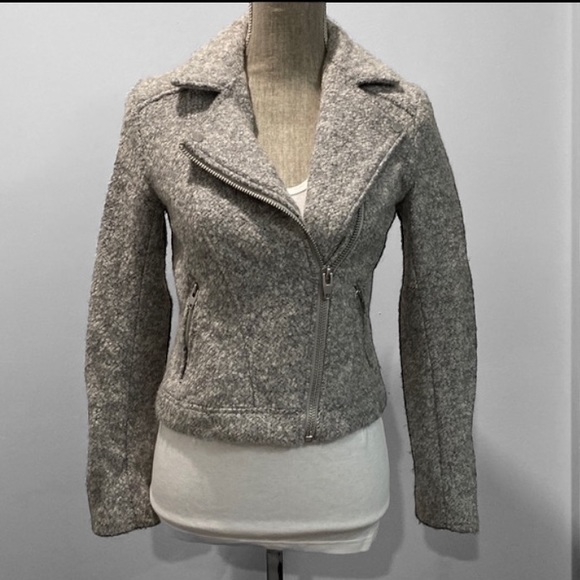 H&M Grey Wool Moto Crop Jacket - Picture 2 of 15